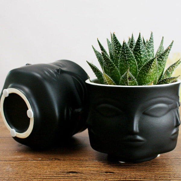 Artistic Human Face Pattern Home Decoration Plants Flower Pot Container Planter Golden Baskets Pots Window Boxes