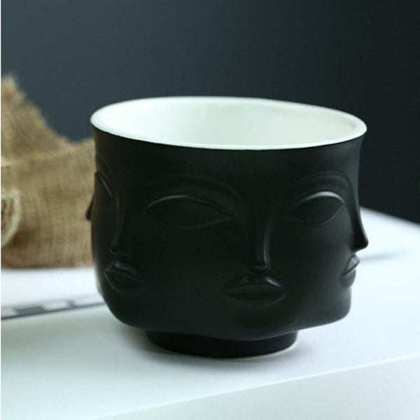 Artistic Human Face Pattern Home Decoration Plants Flower Pot Container Planter Golden Baskets Pots Window Boxes