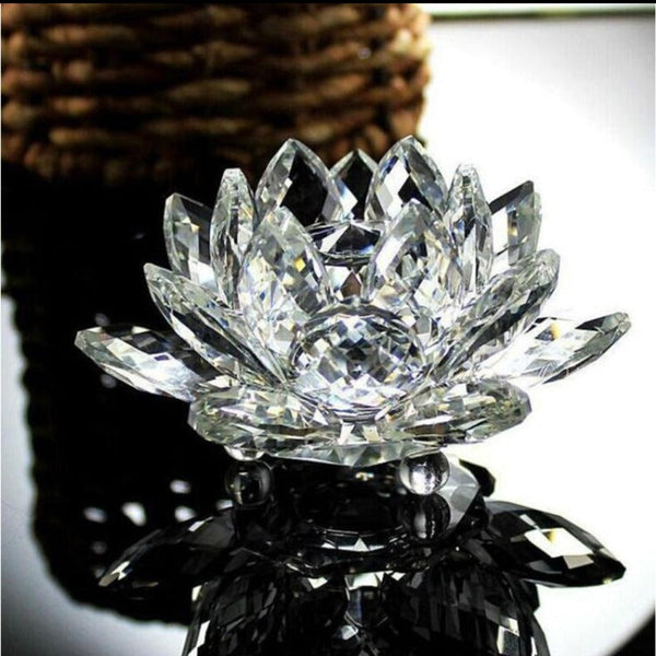 Artificial Crystal Lotus Buddhism Ornament Feng Shui Home Decor Collection Gift