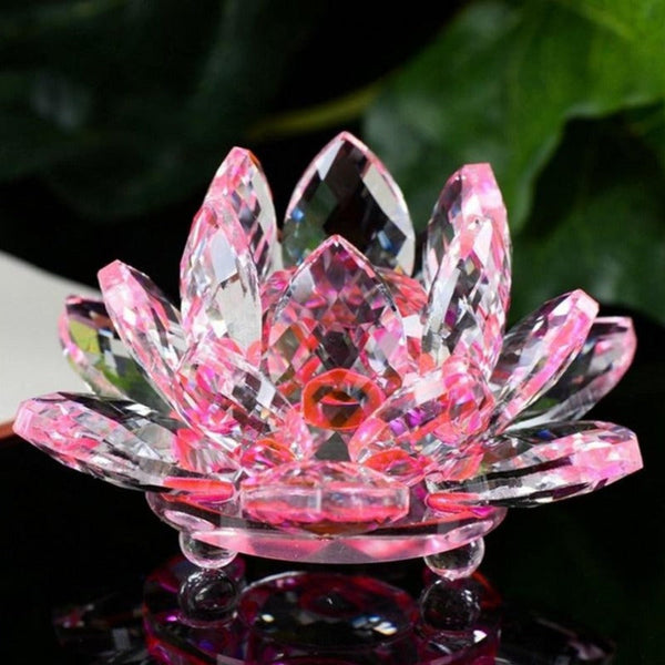 Artificial Crystal Lotus Buddhism Ornament Feng Shui Decor Collection Gift Crystal Glass