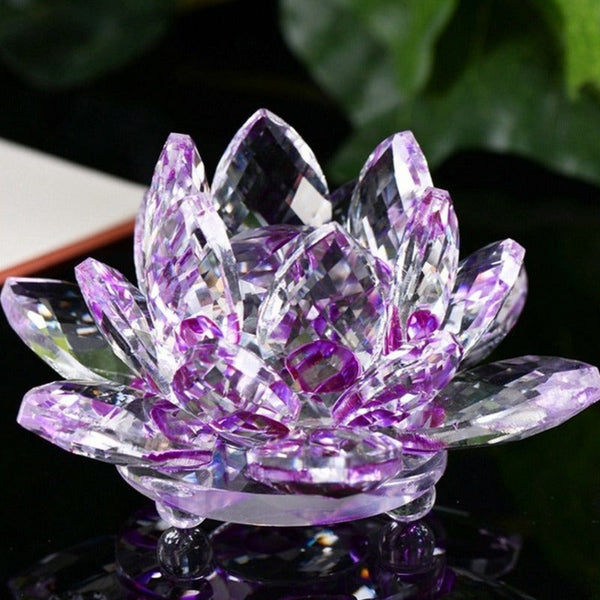 Artificial Crystal Lotus Buddhism Ornament Feng Shui Decor Collection Gift Crystal Glass