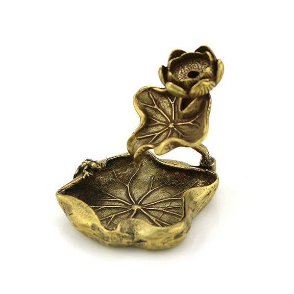 Brass Lotus Shape Backflow Display Mold Micro Ornament Home Decor Aromatherapy