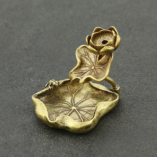 Aromatherapy Brass Lotus Shape Backflow Incense Burner Display Mold Micro Ornament Home Decor