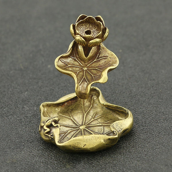 Brass Lotus Shape Backflow Display Mold Micro Ornament Home Decor Aromatherapy