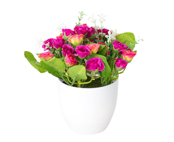 Artificial Rose Fake Flower Bonsai Potted Ornament Home Cafe Gift Shop Decor Red Artificial Plants