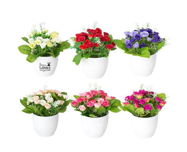 Artificial Rose Fake Flower Bonsai Potted Ornament Home Cafe Gift Shop Decor Red Artificial Plants