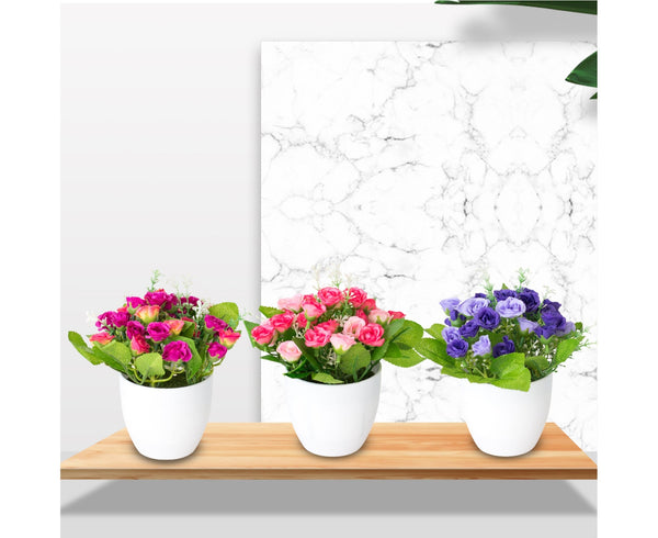 Artificial Rose Fake Flower Bonsai Potted Ornament Home Cafe Gift Shop Decor Red Artificial Plants