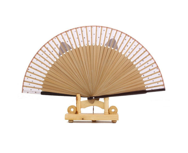 Cat Pattern Tassel Dancing Folding Hand Fan Craft Gift Decoration Apricot Hand Fans