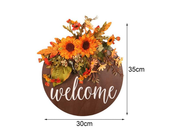 Welcome Sign High Durability Plastic Sunflowers Wreath Home Decor