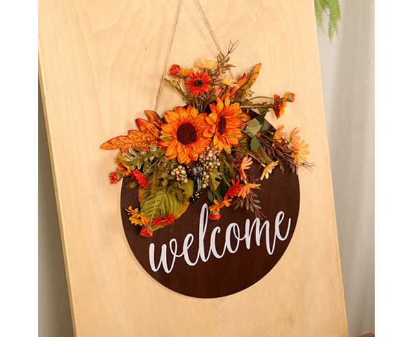 Welcome Sign High Durability Plastic Sunflowers Wreath Home Decor