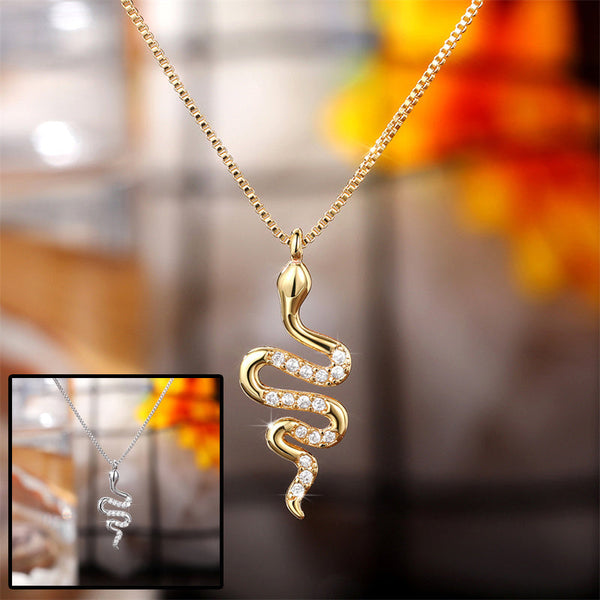Veile Studios Fashion Lady Snake Pendant Necklace With Zirconia Stylish Party Accessories Necklaces & Pendants