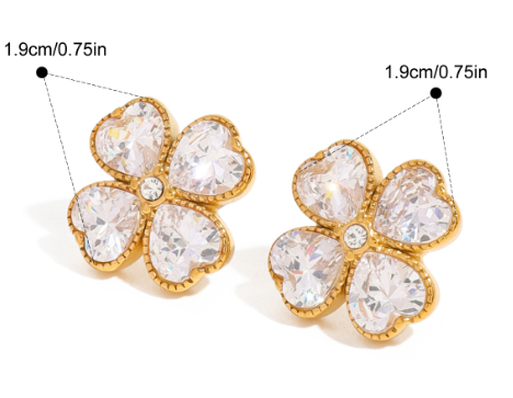 Veile Studios Stainless Steel Zircon Lucky Clover Earrings