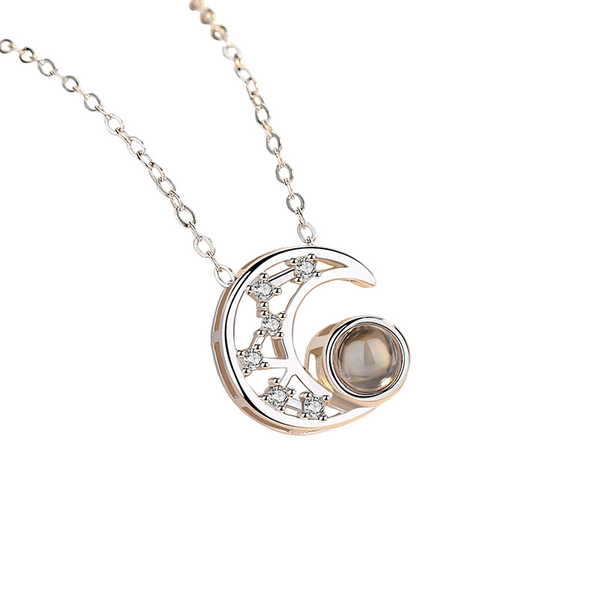 Star Moon Projection Necklace Actress Moon Projection Clavicle Chain 100 Languages I Love You Internet Celebrity Pendant Necklaces & Pendants