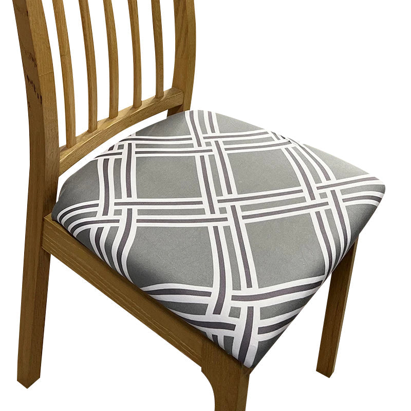 Grey White Macro Knitted Design Stretch Chair Cover For Dining Kitchen Slipcovers