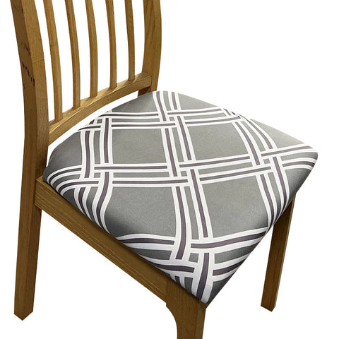 Grey White Macro Knitted Design Stretch Chair Cover For Dining Kitchen Slipcovers