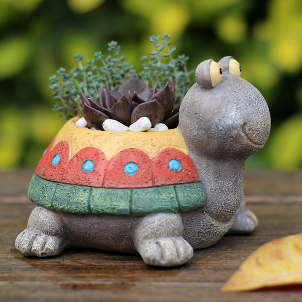 Home Decor Succulent Pot Turtle Shape Cactus Planter Flowerpot Vase Ornament Gift For Office Pub Cafe Barroom Vases