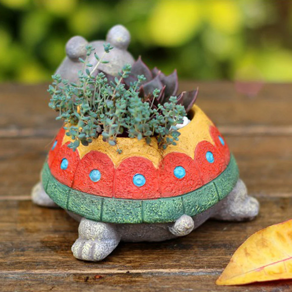 Home Decor Succulent Pot Turtle Shape Cactus Planter Flowerpot Vase Ornament Gift For Office Pub Cafe Barroom Vases