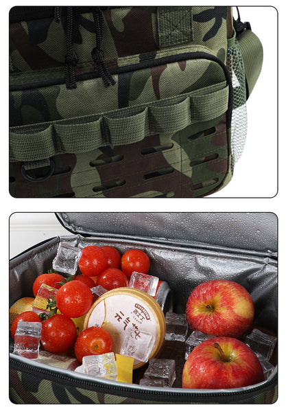 Outdoor Double Layer Cooler Bag With Camouflage Design Large Capacity Shoulder Tote For Picnics And Food Delivery Ice Chests & Coolers
