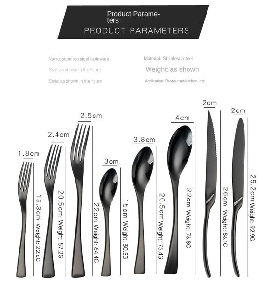 Portugal Titanium Black Stainless Steel Western Cutlery Set For Hotel And Restaurant Knife Fork Spoon Suite Factory Wholesale Cutlery Sets