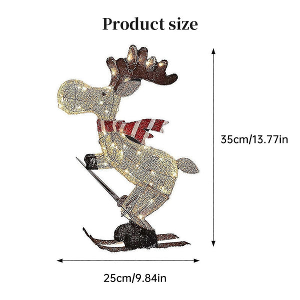 Lighted Skiing Reindeer Ornament With Led For Christmas Lawn & Tree Seasonal Decorations