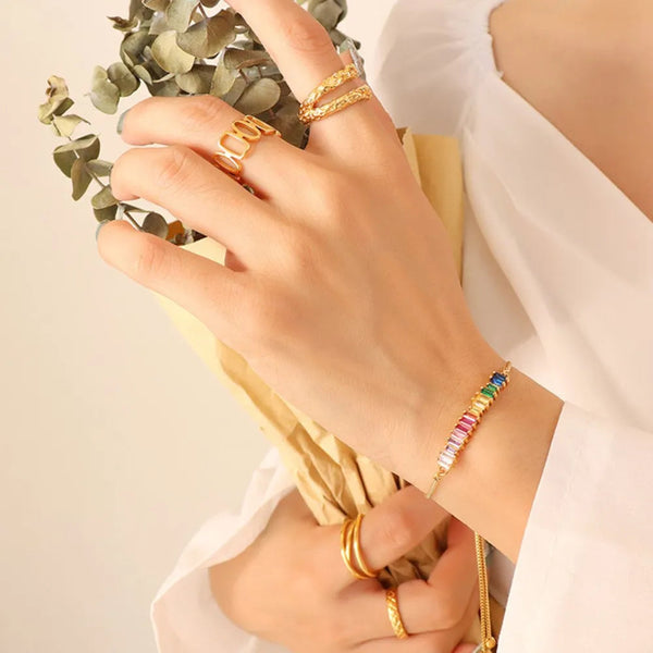 Contrast Zircon Titanium Steel Bracelet Bracelets