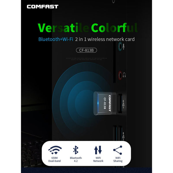 650Mbps Dual Band 2.4G 5.8G Wireless Wifi Adapter Bluetooth 4.2 Dongle For Stable Pc Bt Mouse Keyboard Connection Usb Wi Fi Adapters/Dongles