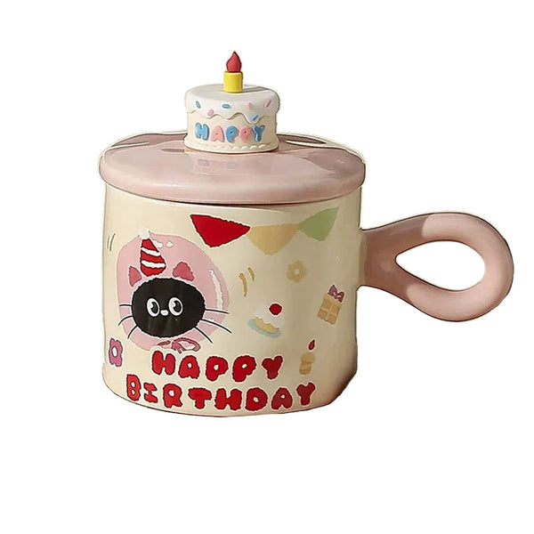 Adorable Cartoon Cat Themed Mug With Lid: Charming Gift Ideal For Office Coffee Or Water Mugs