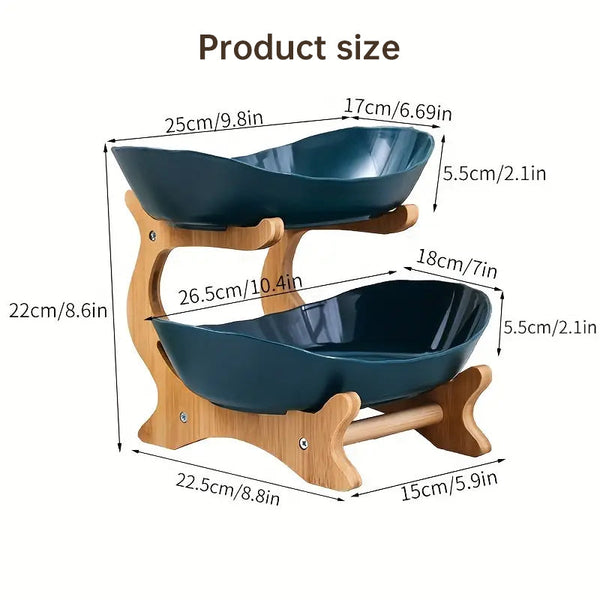 2 Tier Bamboo Fruit Stand For Kitchen Space Saving Countertop Organizer With Ventilation To Keep Produce Fresh Other Kitchen Storage