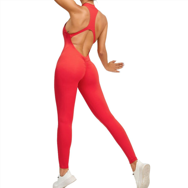 Zippered Yoga Fitness Jumpsuit Sleeveless Tummy Control Stretch Shapewear Sportswear Jumpsuits Rompers & Playsuits