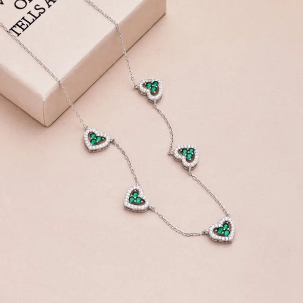 True S925 Silver Heart Necklace Women Rainbow Charm Pendant Female Luxury Jewelry Sparkling 5A Zircon Girl Gift Necklaces & Pendants