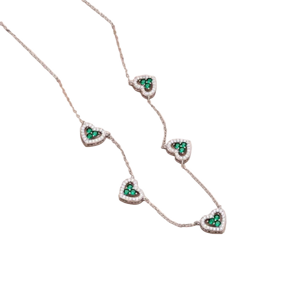 True S925 Silver Heart Necklace Women Rainbow Charm Pendant Female Luxury Jewelry Sparkling 5A Zircon Girl Gift Necklaces & Pendants