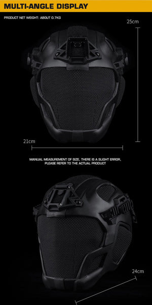 Lightweight Eva Tactical Helmet W23 Full Protection Steel Mesh Mask Included For Cosplay Airsoft Hats & Headwear