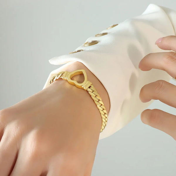 Titanium Steel Cutout Heart Bracelet Bracelets