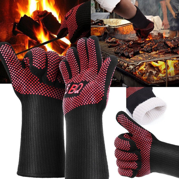 662F / 350C Heat Proof Resistant Oven Bbq Gloves 35Cm Kitchen Cooking Silicone Mitt Barbecue Accessories