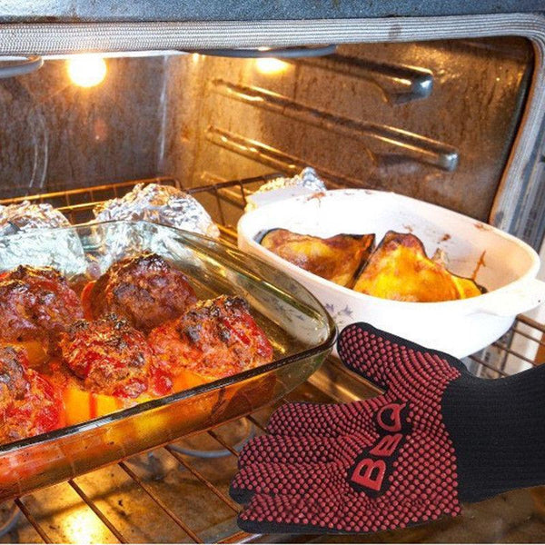 662F / 350C Heat Proof Resistant Oven Bbq Gloves 35Cm Kitchen Cooking Silicone Mitt