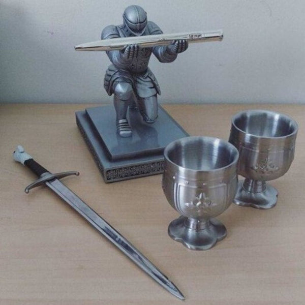 Executive Officer Knight Armor Hero Pen Holder Stationery Creative Decoration Silver