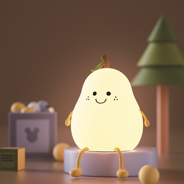 Led Pear Fruit Night Light Usb Rechargeable Dimming Touch Silicone Table Lamp Bedroom Bedside Decoration Couple Gift Boby