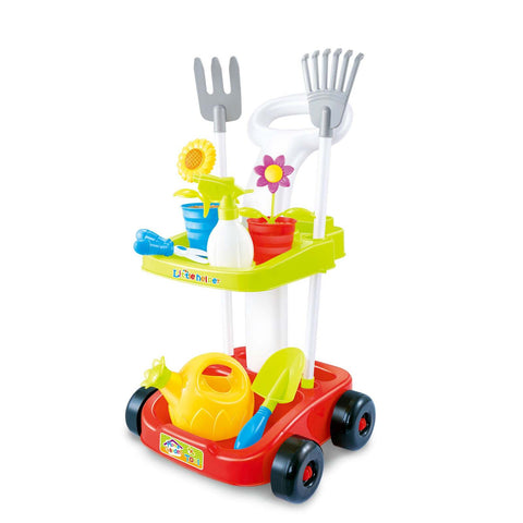 Children's Gardening Trolley Set With Fake Tools For Toddlers