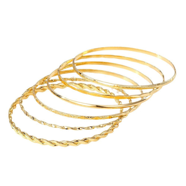 Veile Studios Bohemian Metal Chain Bracelet Set For Women Geometric Gold Colour Thick Link Bracelets