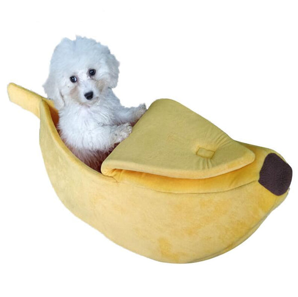 Cute Banana Shape Pet Bed Dog Cat Sleeping Nest Leads & Head Collars