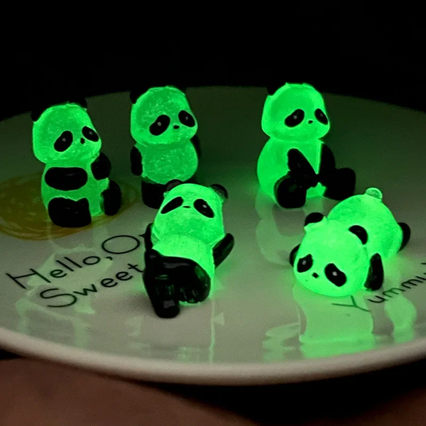 Glowing Panda Mini Figurines Miniature Micro Landscape Ornament In Dark Flower Potted Decor Sculptures & Figurines