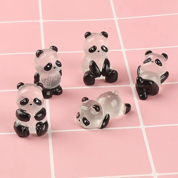 Glowing Panda Mini Figurines Miniature Micro Landscape Ornament In Dark Flower Potted Decor Sculptures & Figurines