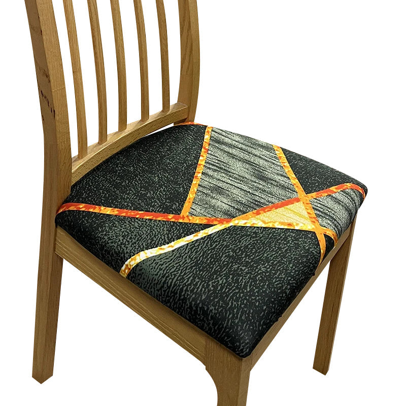 Chair Cover Black Orange Linear Criss Cross Design Stretch Seat For Dining Kitchen Slipcovers