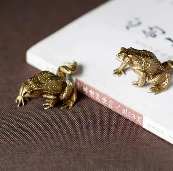 Brass Golden Toad And Fortune Ornament Table Retro Frog Copper Tea Tray Figurines