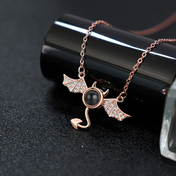 100 Languages I Love You Projection Necklace Female Demon Niche European And American Design Collarbone Chain Jewelry Necklaces & Pendants