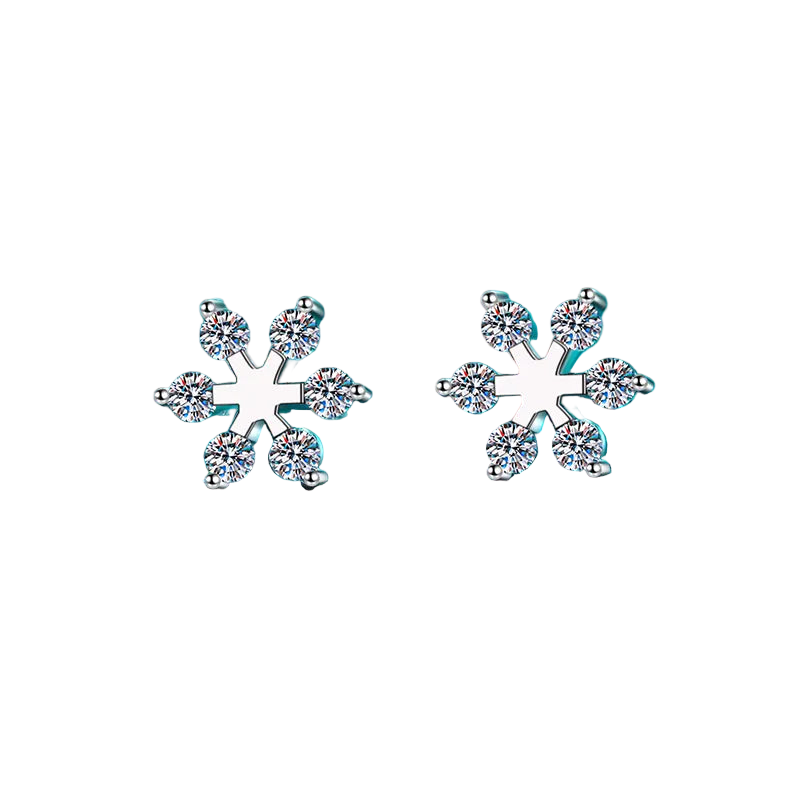 Moissanite 925 Sterling Silver Snowflake Shape Earrings