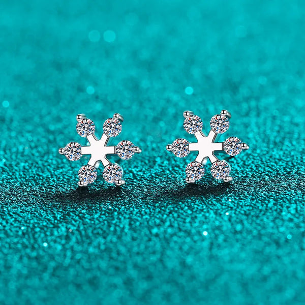 Veile Studios Moissanite 925 Sterling Silver Snowflake Shape Earrings
