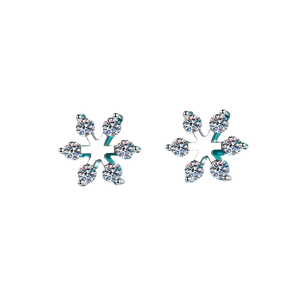 Veile Studios Moissanite 925 Sterling Silver Snowflake Shape Earrings