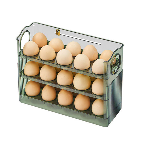 Large Capacity Fridge Egg Storage Portable Multi Layer Tray Auto Open/Close Holder Other Kitchen Storage