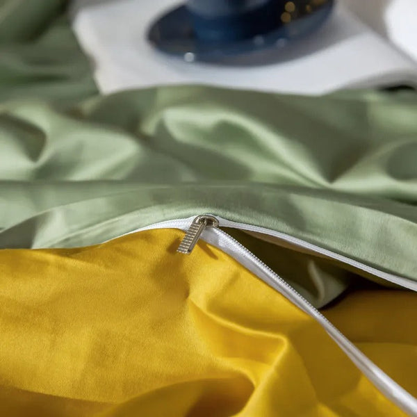 Bed Sheet Green Yellow Ultra Soft Luxury Egyptian Cotton Cover Full Size Set Sheets